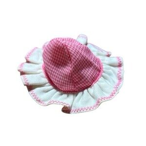 Vintage Mattel 1966 Tutti Barbie Doll Sun Hat Pink White Gingham Ruffle 3550